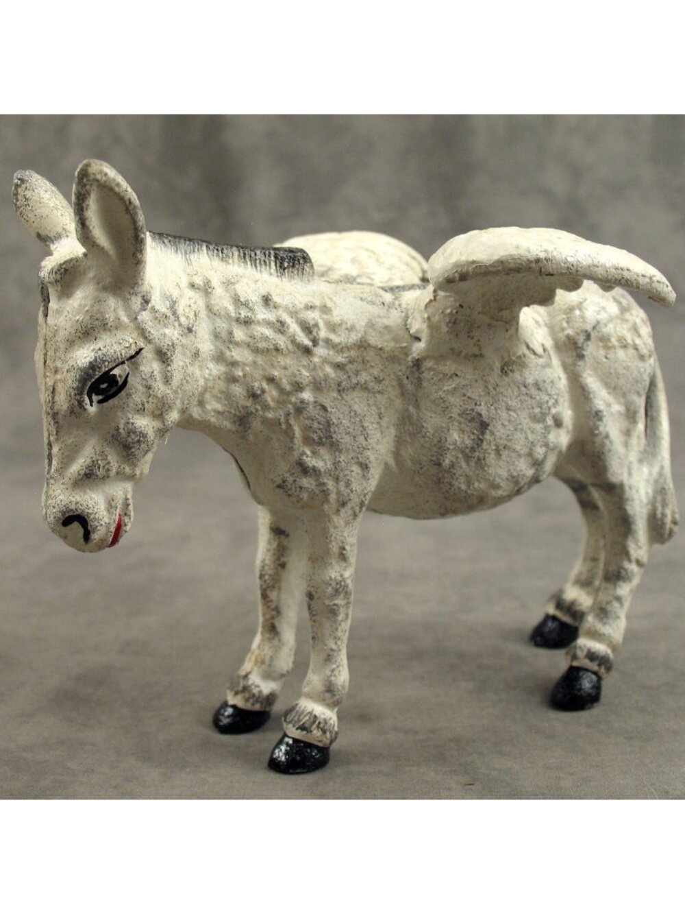 DONKEY ANGEL Cast Iron Still Bank White Distressed Winged Mule Statue NWOT